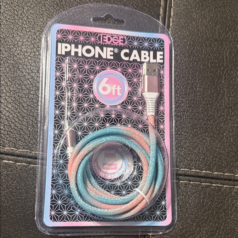 iPhone Cable - Pink and Blue 6ft